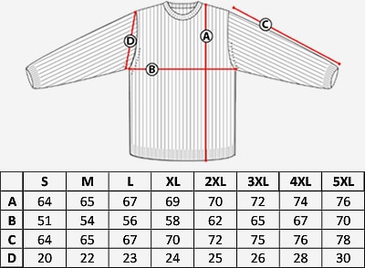  Glazer softshell jacka size chart