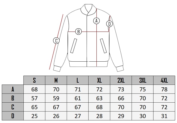  Tabela rozmiarów  kurtki Aerolither