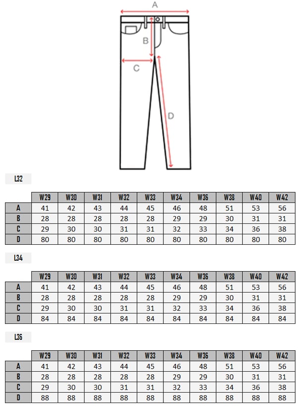  Tabela rozmiarow  Industrial Cipo & Baxx Jeans