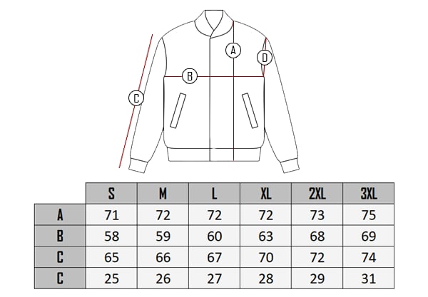  Tabela rozmiarów  kurtki RD night rider 