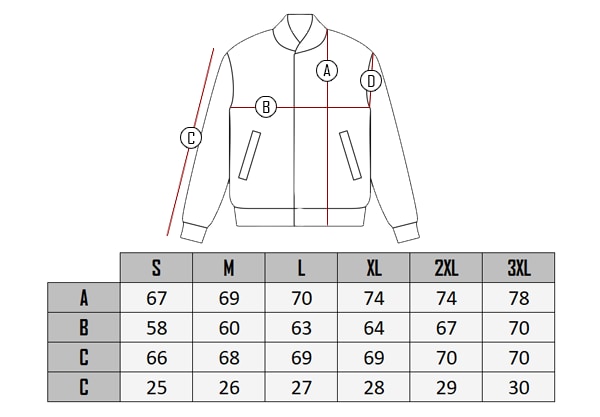  Tabela rozmiarów  kurtki Salvator 
