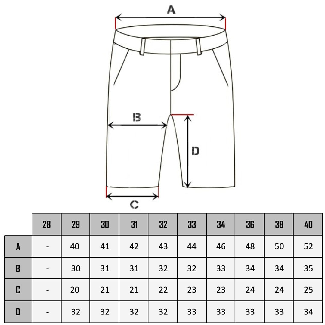 Tabela rozmiarów Acacius Cipo & Baxx Shorts