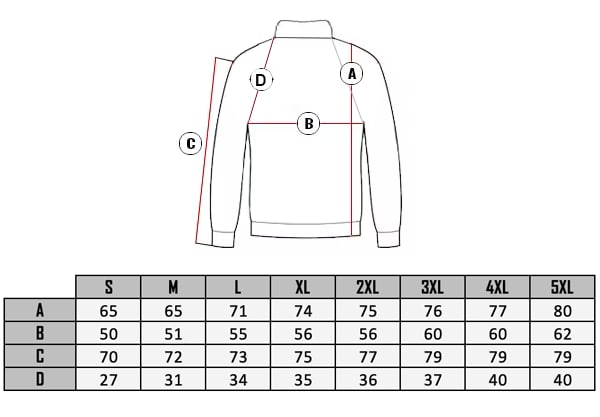  RD Talon Cashmere size table 