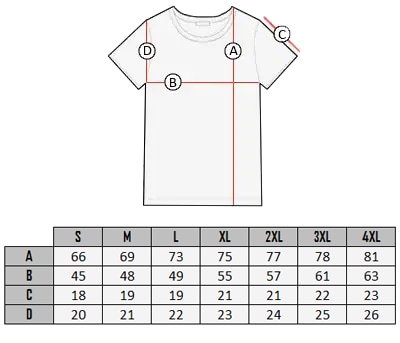 Tabela rozmiarow RD Button T-shirt 
