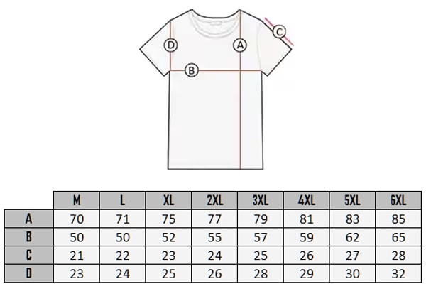  Tabela rozmiarów Yuto tshirt 
