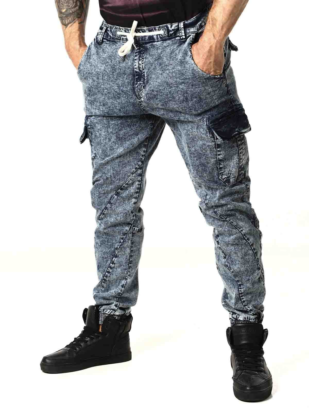 Jeansy Joggery Urban Classics Cargo - Niebieskie