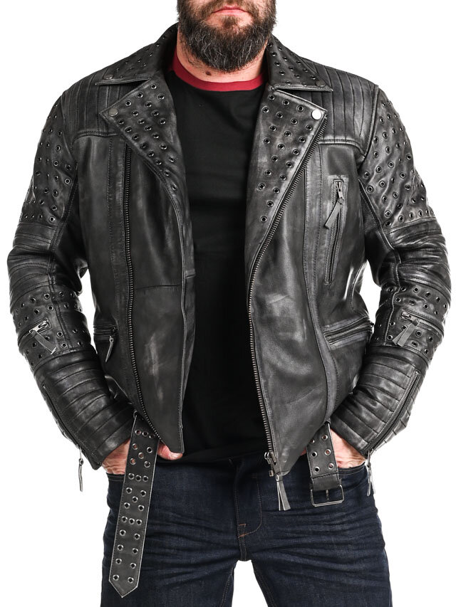 Kurtka Skórzana RD Salvator Biker - Ciemnoszara