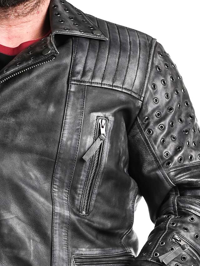 Kurtka Skórzana RD Salvator Biker - Ciemnoszara