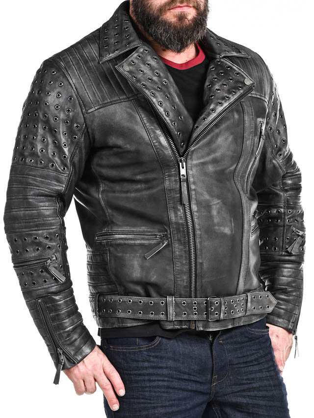 Kurtka Skórzana RD Salvator Biker - Ciemnoszara