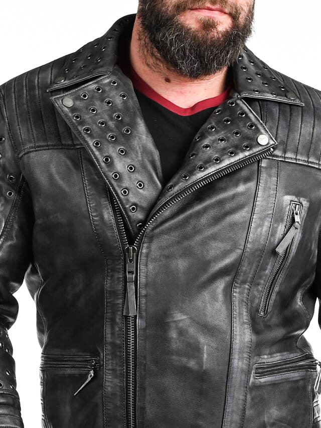 Kurtka Skórzana RD Salvator Biker - Ciemnoszara