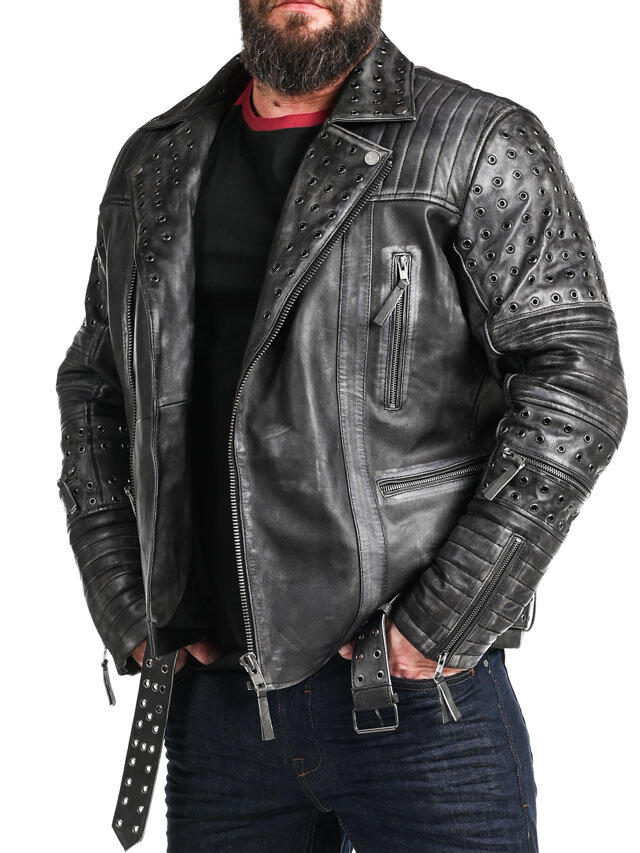 Kurtka Skórzana RD Salvator Biker - Ciemnoszara