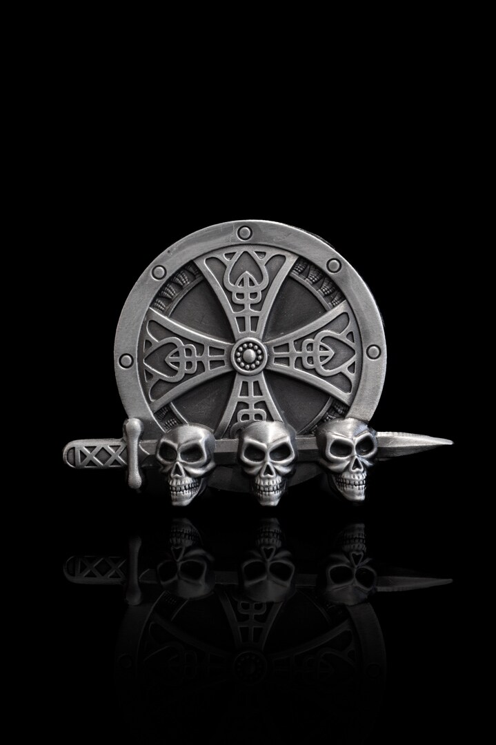 Klamra Skull Shield - Srebrna