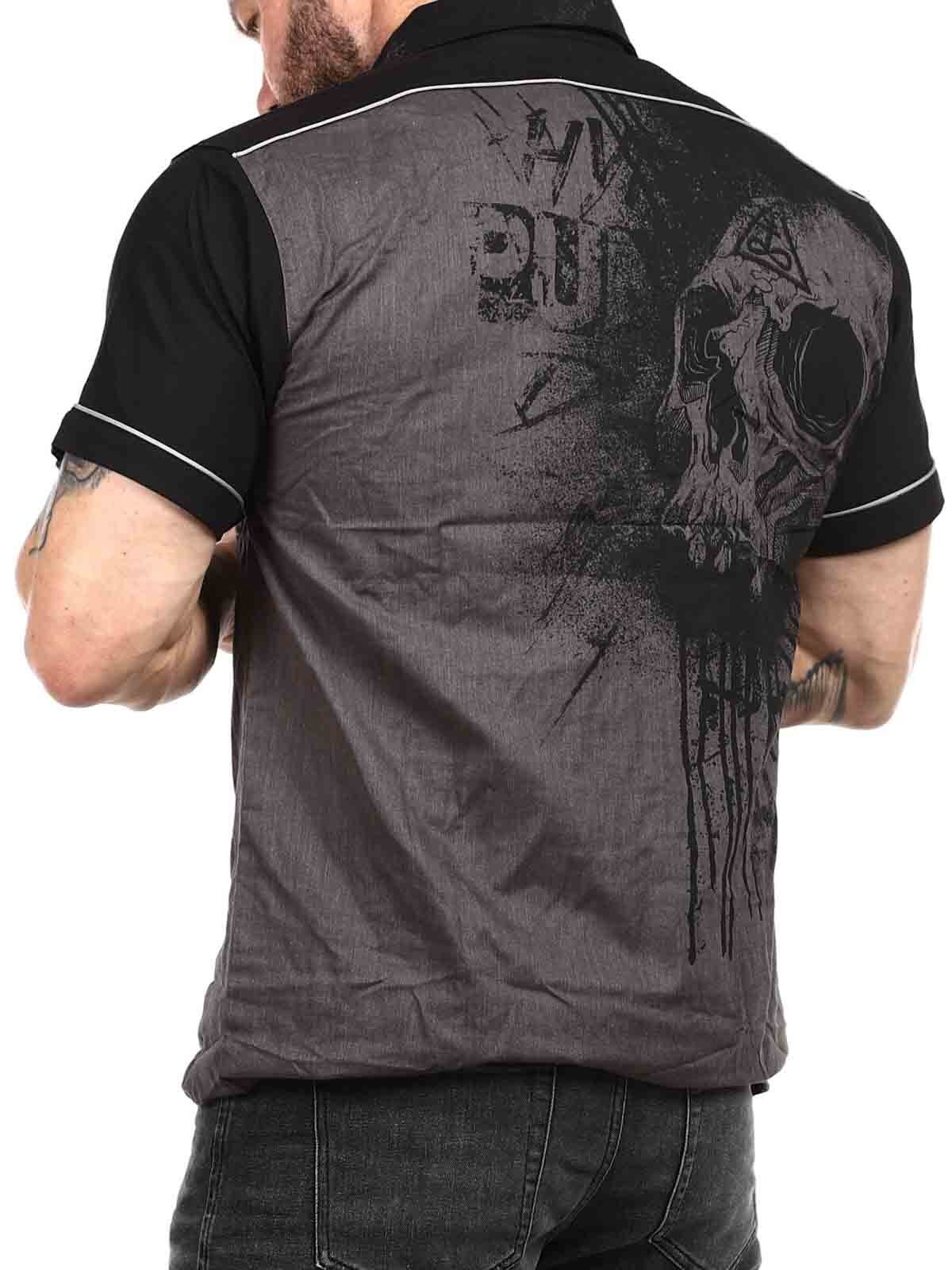 Koszula z Krótkim Rękawem Skull Worker - Ciemnoszara