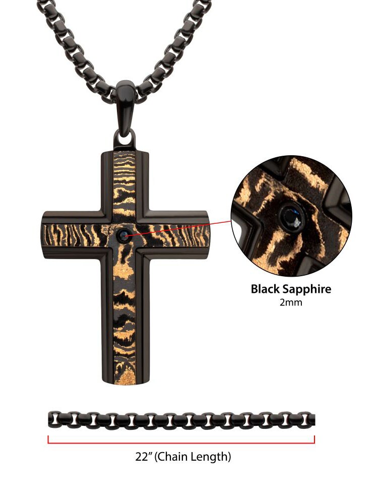 Copper Cross Pendant Inox Halsband - Svart 4.jpg