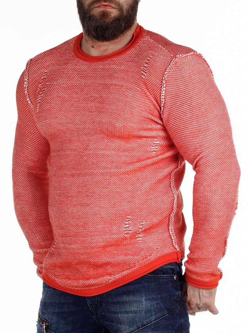 Sweter Troyan - Pomarańczowy/Biały