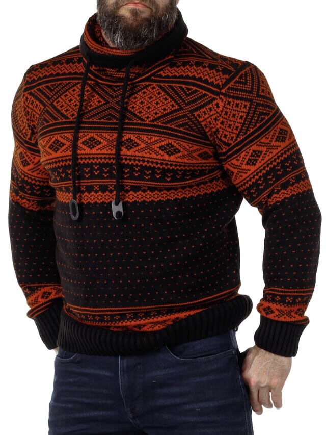 Sweter Benelli - Czarny/Pomarańczowy
