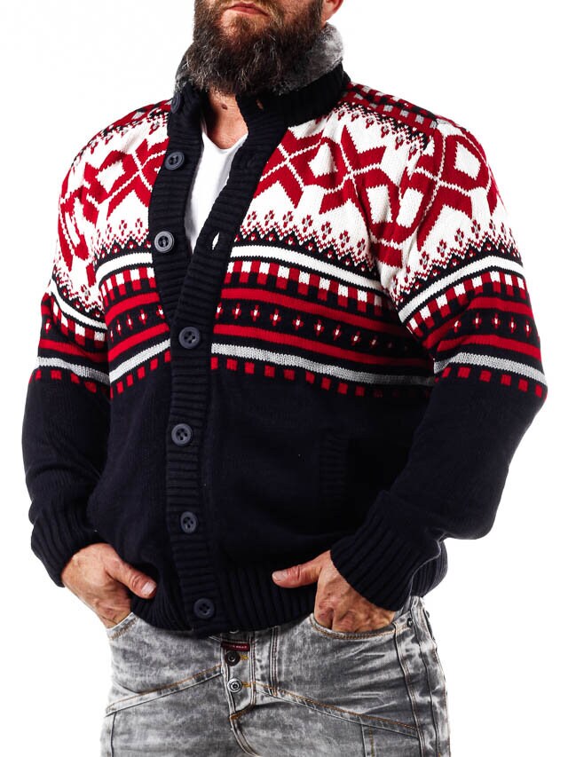 Sweter Nick Grizzly - Granatowy/Czerwony
