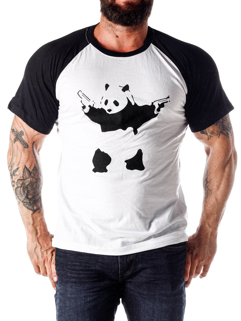 Banksy's Graffiti Panda T-shirt - Biały/Czarny