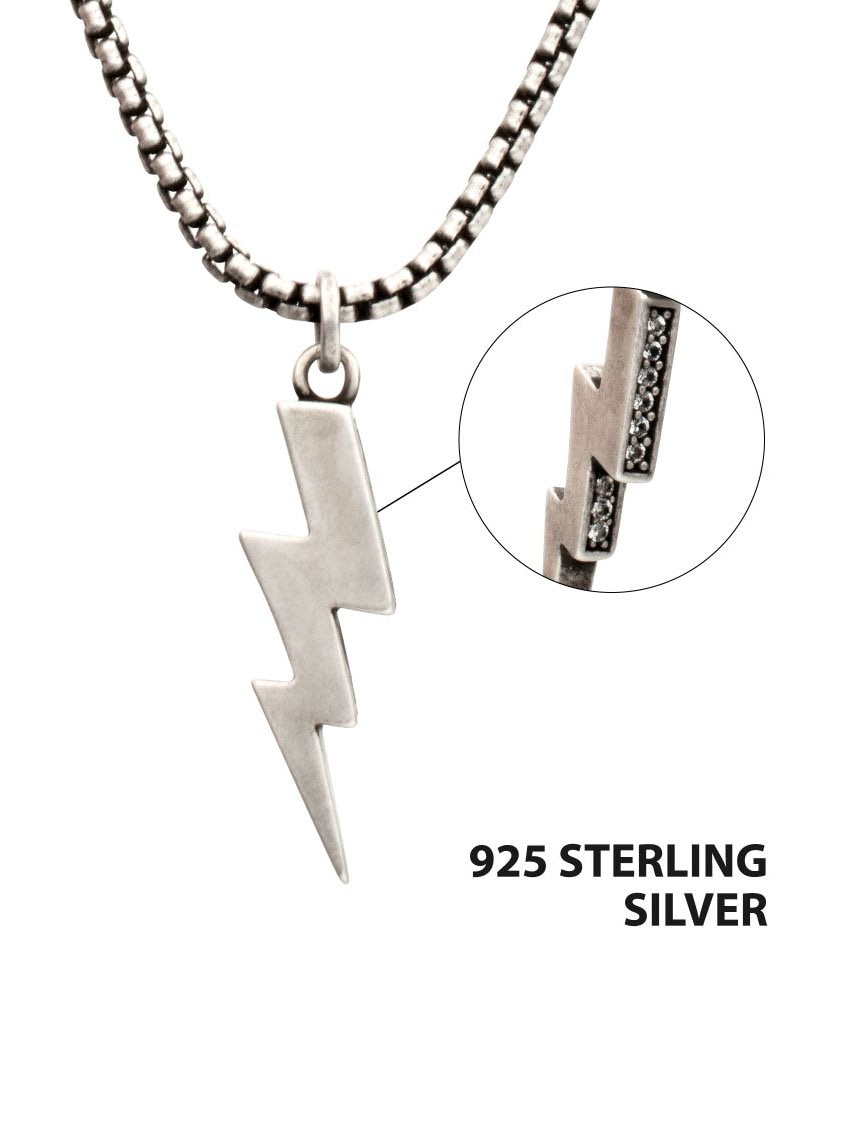Lightning Bolt Pendant Inox Halsband - Silver.jpg