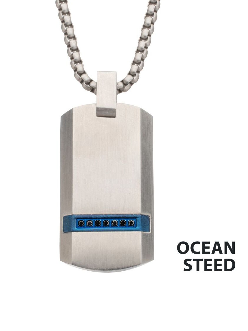 Ocean Steed Beveled Strip Inox Halsband - Silver.jpg