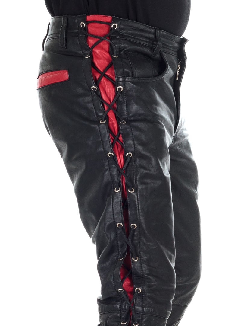 Rock Denim Premium Nitro Leather Pants Black Red_10.jpg