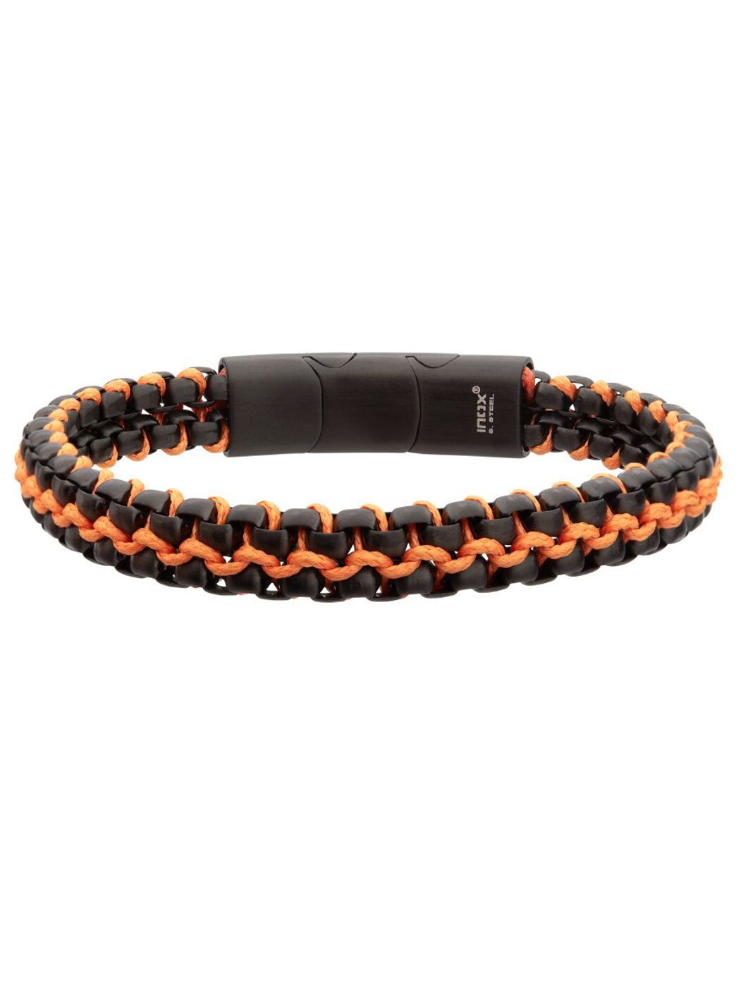 Wax Cord Inox Armband Orange_1.jpg
