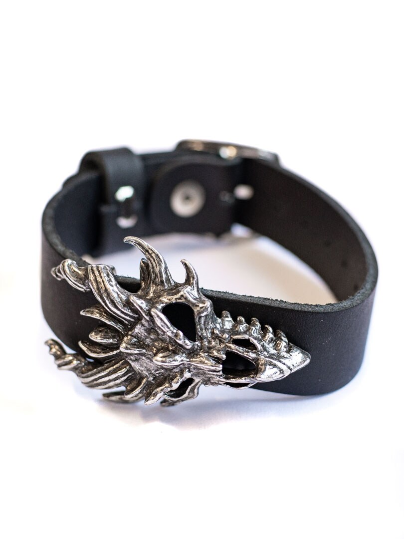 Bransoleta Dragon Skull Alchemy - Czarna