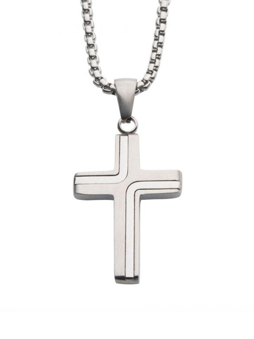 Naszyjnik Steel Cross Inox - Srebrny
