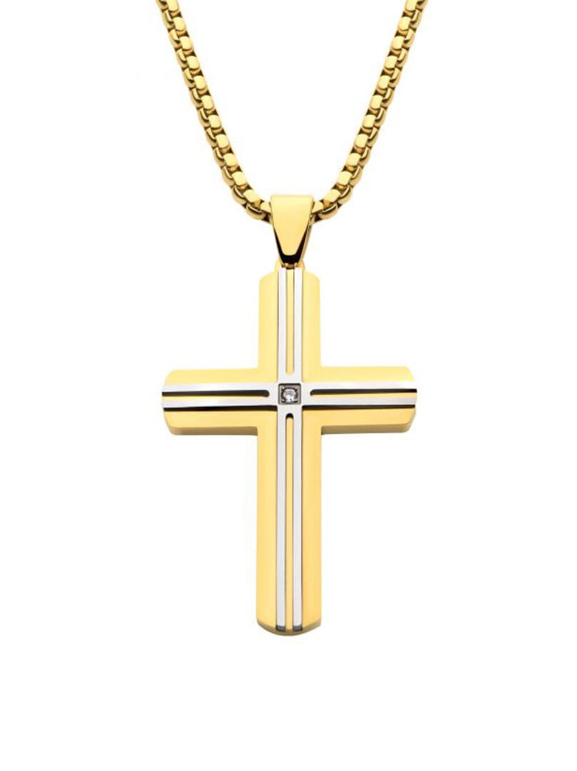 Naszyjnik Layered Cross Inox - Złoty