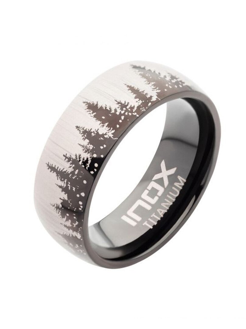 Pierścień Evergreen Forest Inox - Srebrny/Czarny
